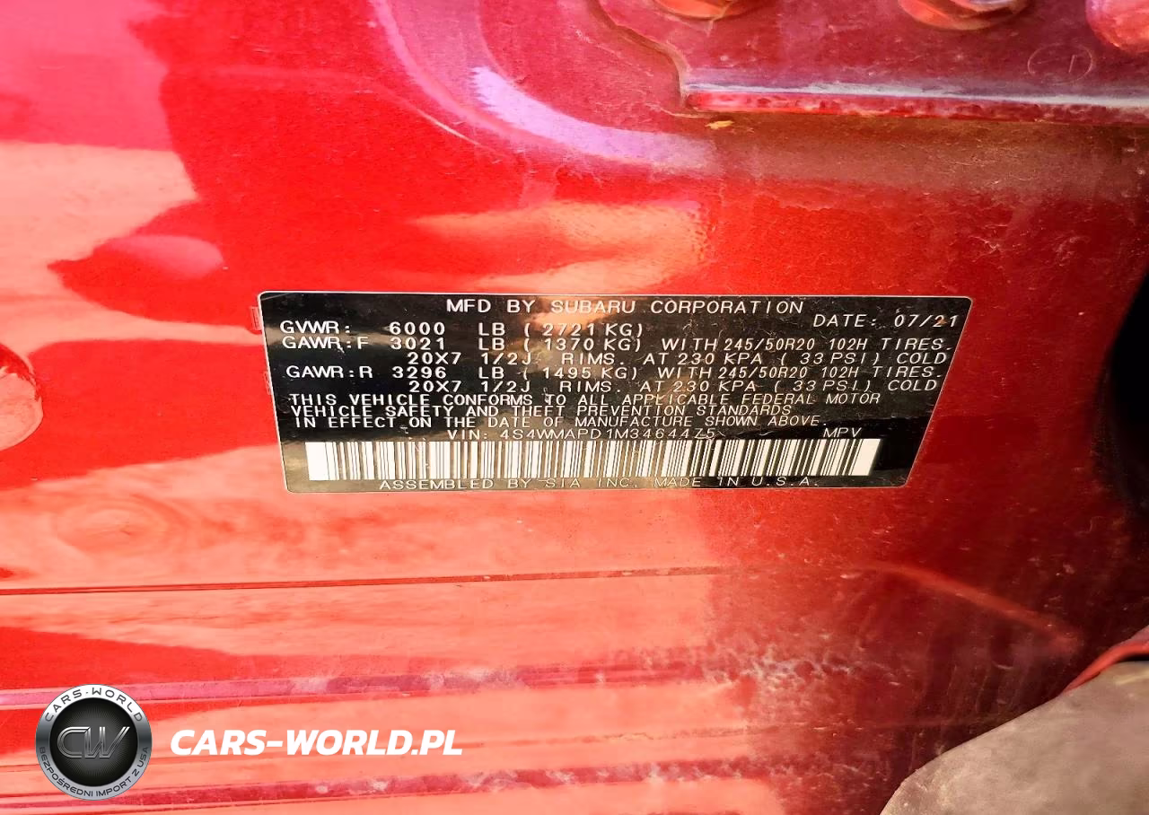 2021 Subaru Ascent Limited VIN:4S4WMAPD1M3464475 - 13