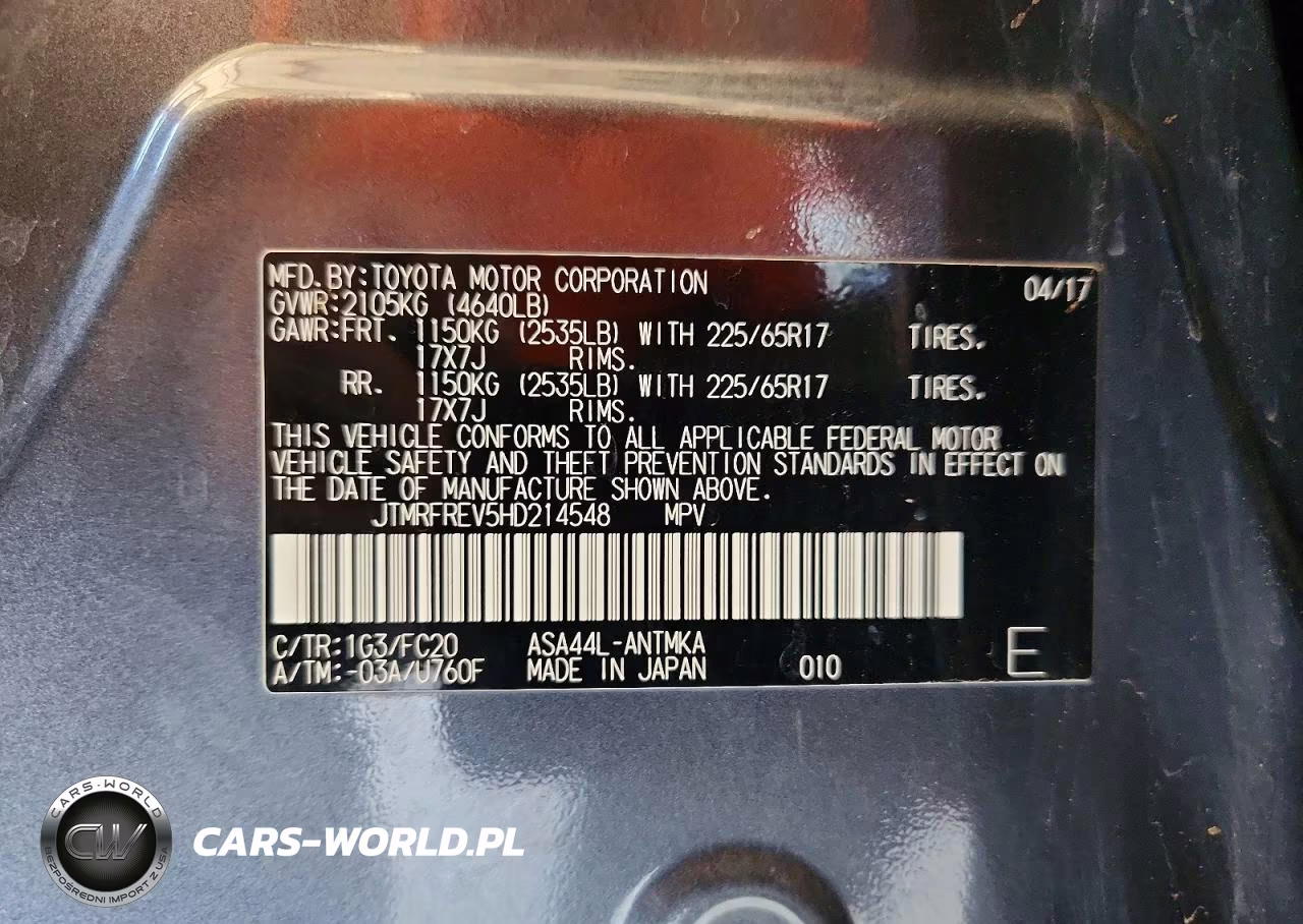 2017 Toyota Rav4 Xle VIN:JTMRFREV5HD214548 - 13
