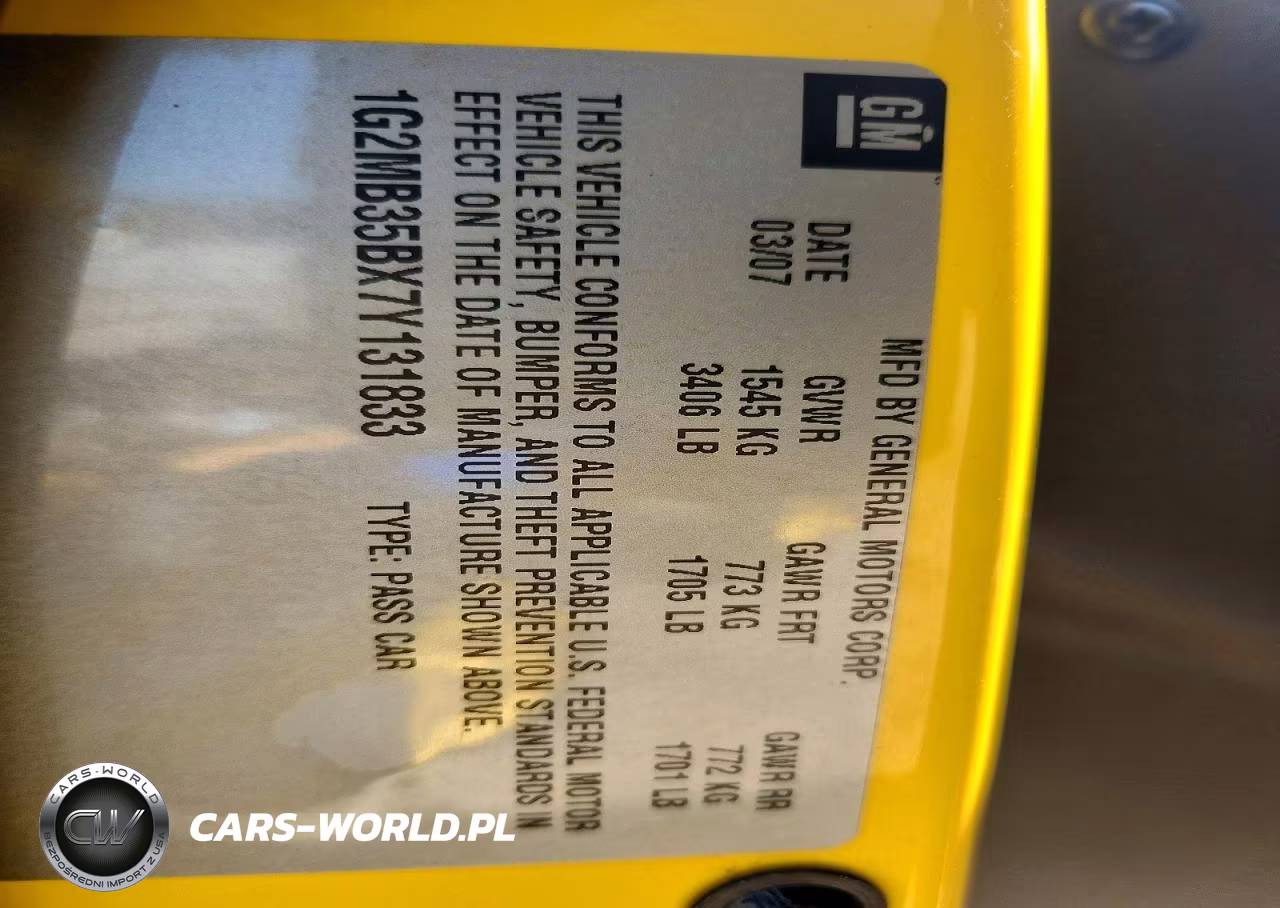 2007 Pontiac Solstice VIN:1G2MB35BX7Y131833 - 12