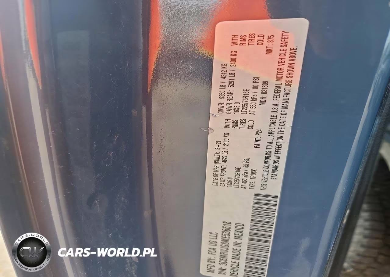 2021 Ram Promaster 3500 3500 High VIN:3C6MRVJG8ME536618 - 13