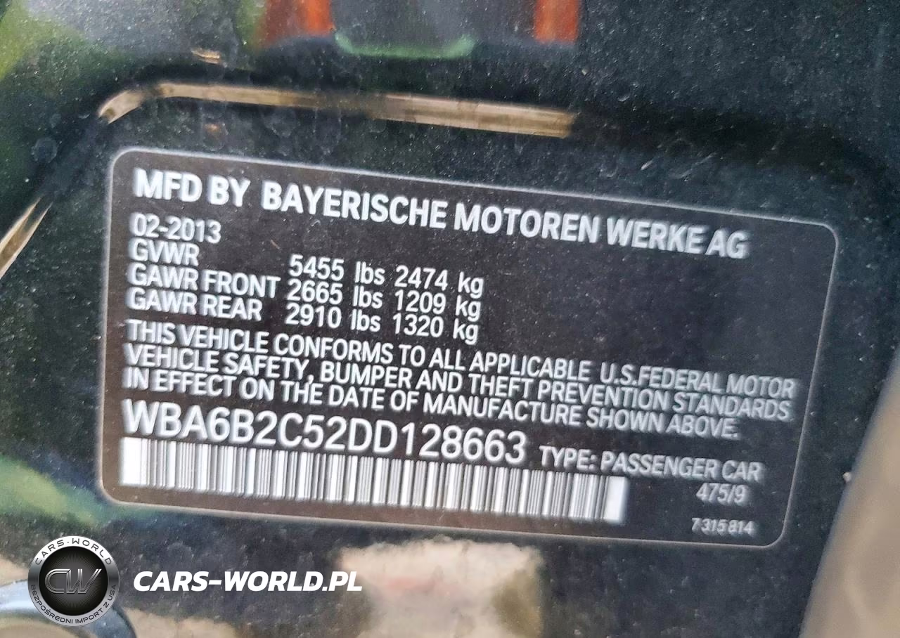 2013 BMW 650 I VIN:WBA6B2C52DD128663 - 12