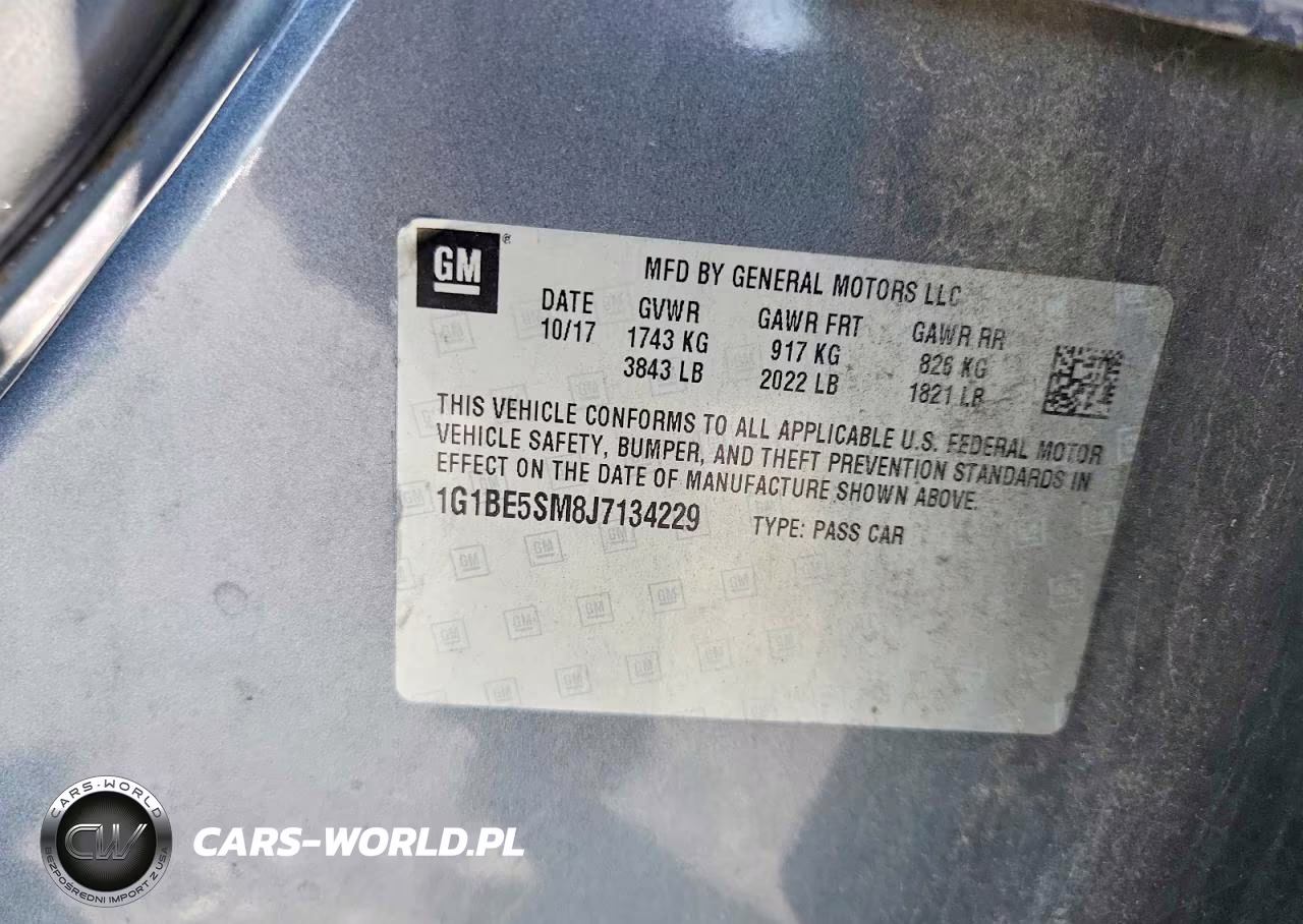 2018 Chevrolet Cruze Lt VIN:1G1BE5SM8J7134229 - 12