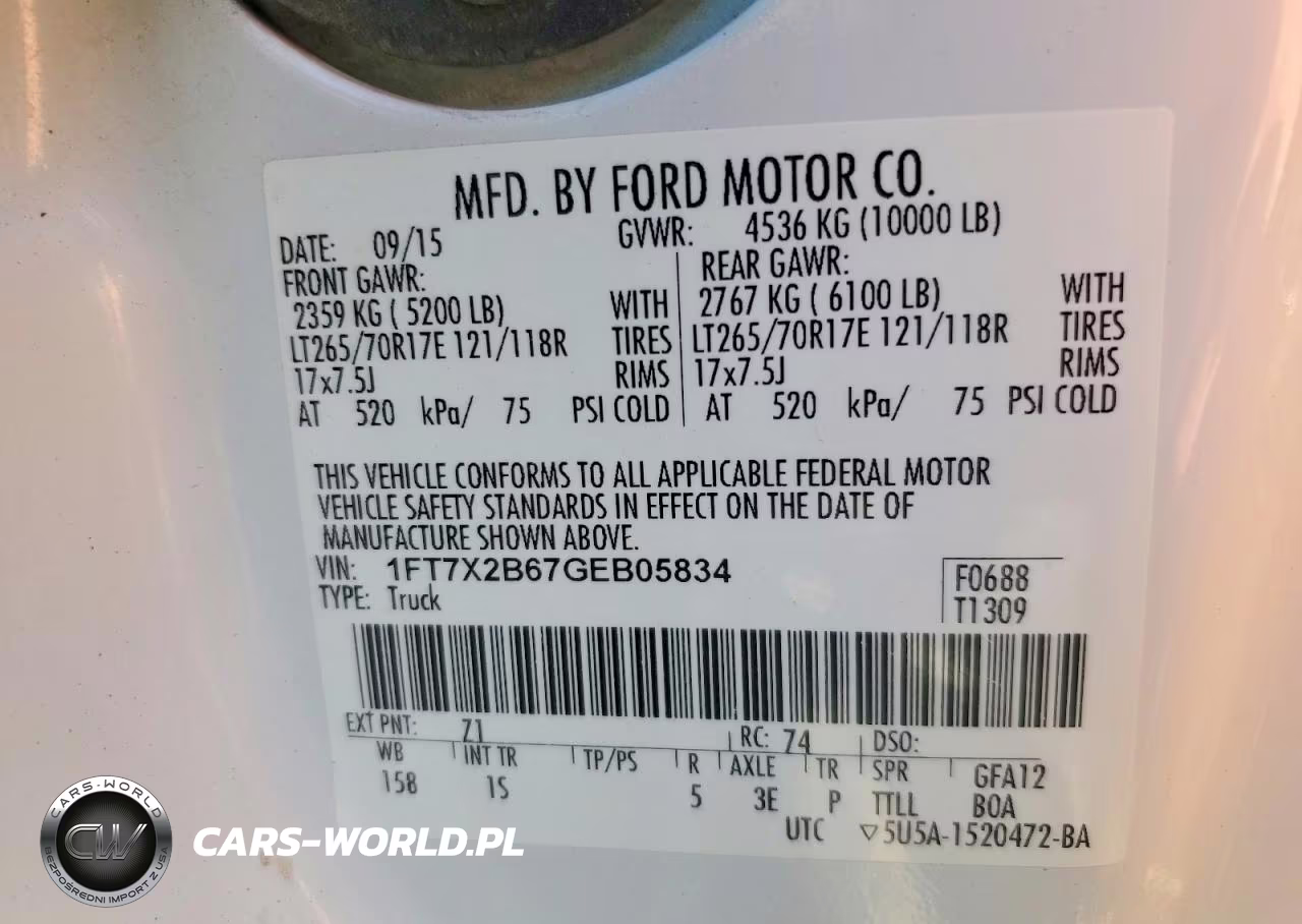 2016 Ford F250 Super Duty VIN:1FT7X2B67GEB05834 - 12