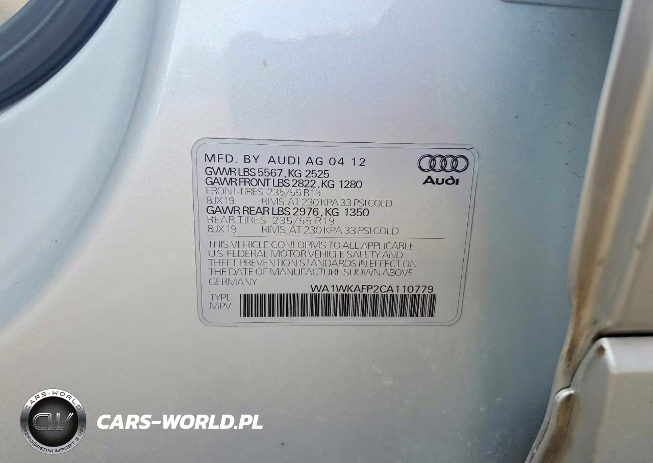 2012 Audi Q5 Prestige VIN:WA1WKAFP2CA110779 - 13