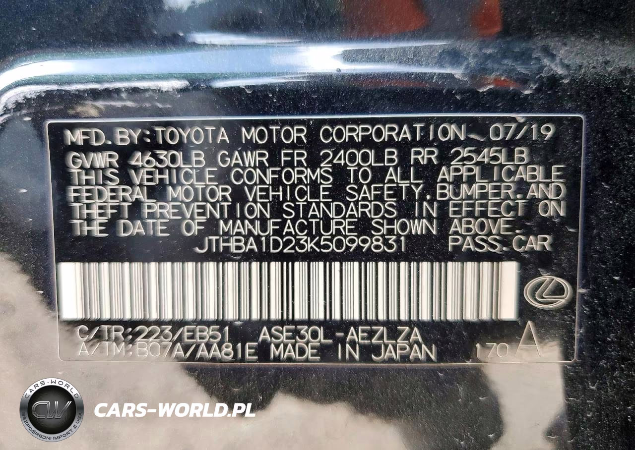 2019 Lexus Is 300 VIN:JTHBA1D23K5099831 - 13