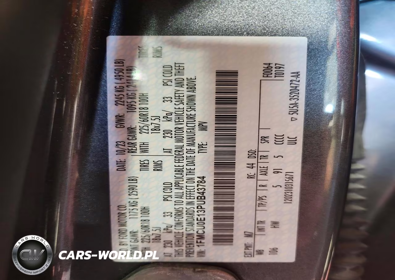 2023 Ford Escape VIN:1FMCU0E13PUB43784 - 13