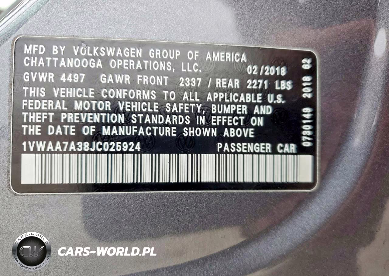 2018 Volkswagen Passat S VIN:1VWAA7A38JC025924 - 12