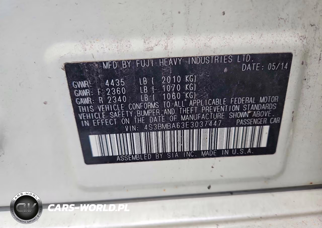 2014 Subaru Legacy 2.5I VIN:4S3BMBA63E3037447 - 13