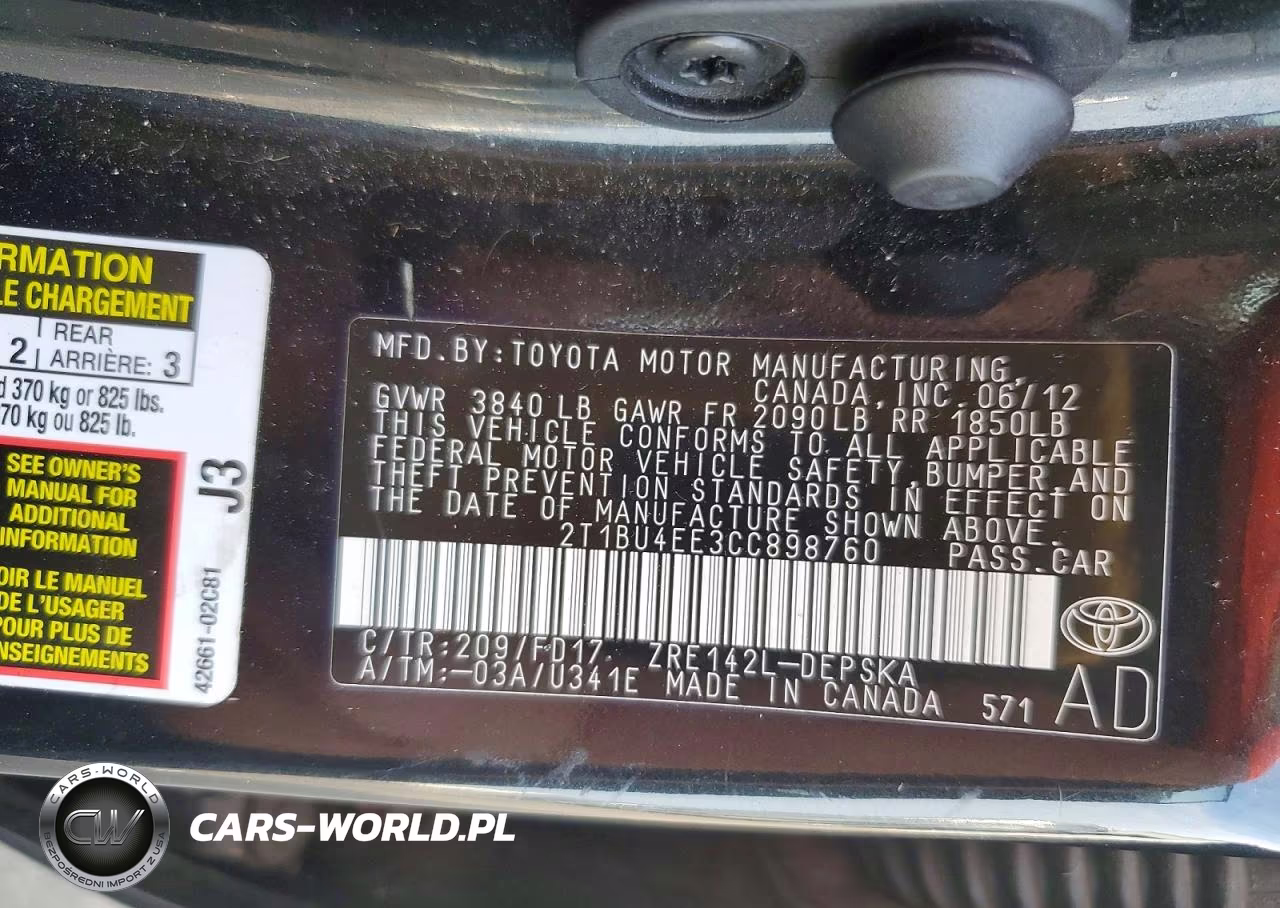 2012 Toyota Corolla S VIN:2T1BU4EE3CC898760 - 12