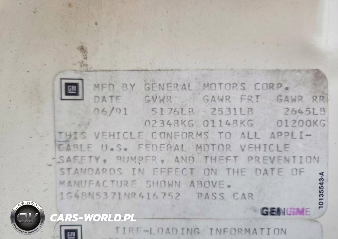 1992 Buick Roadmaster VIN:1G4BN5371NR416752 - 12