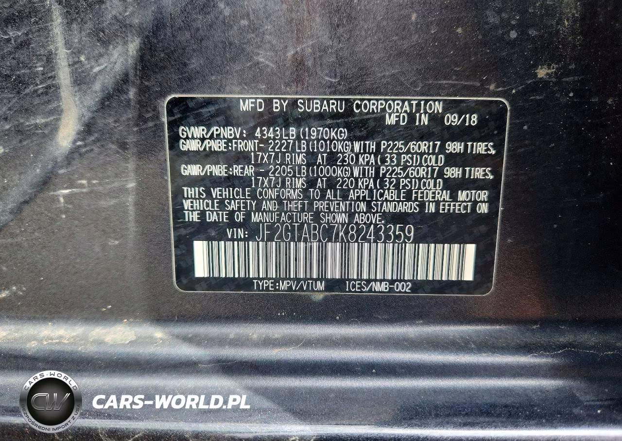 2019 Subaru Crosstrek VIN:JF2GTABC7K8243359 - 13