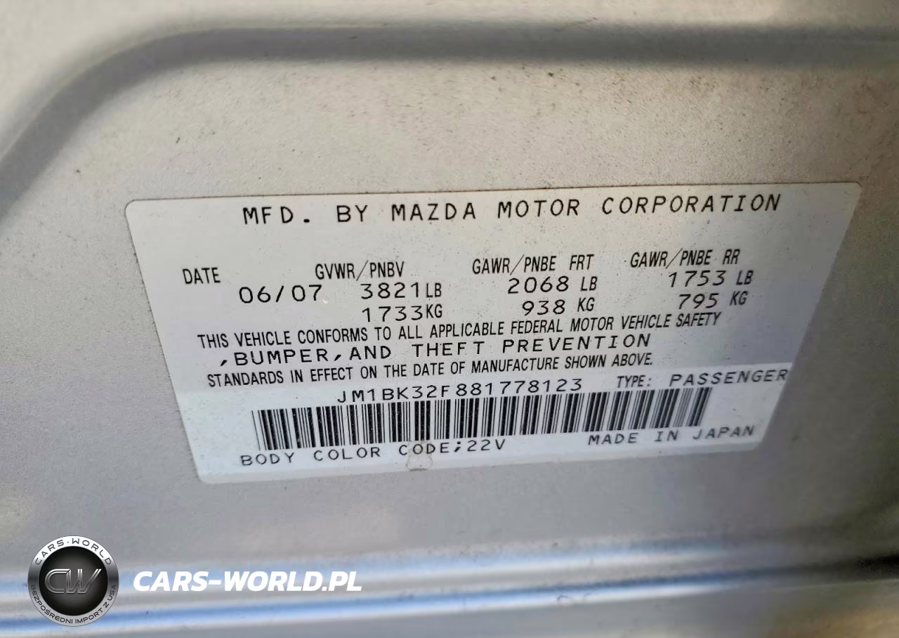 2008 Mazda 3 I VIN:JM1BK32F881778123 - 12