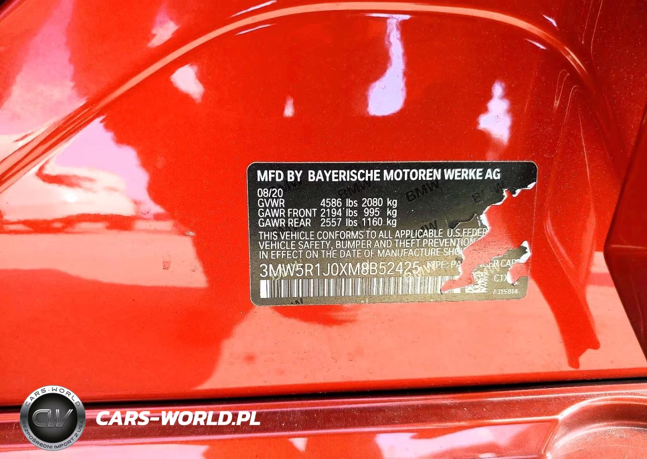 2021 BMW 330I VIN:3MW5R1J0XM8B52425 - 12