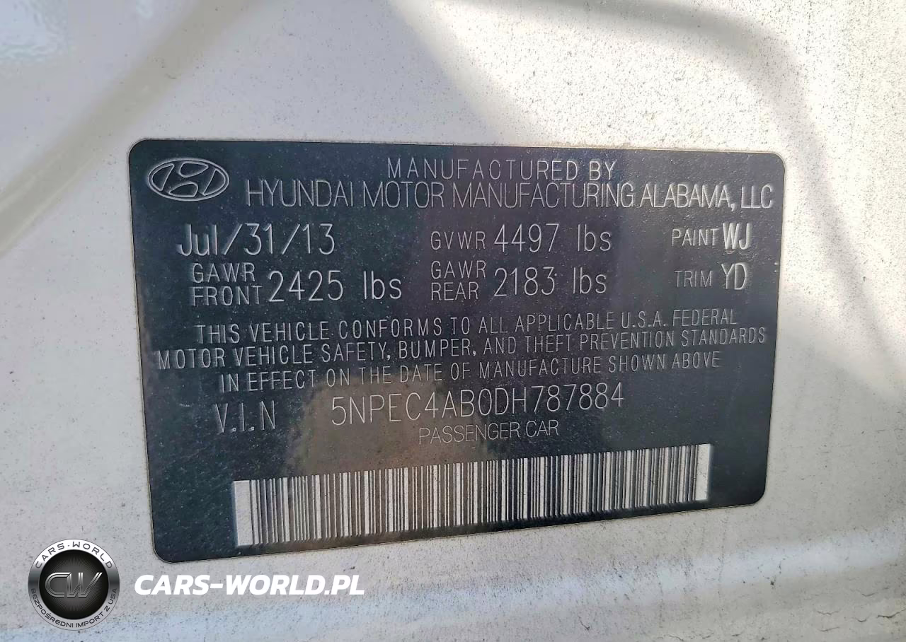 2013 Hyundai Sonata Limited 2.0T VIN:5NPEC4AB0DH787884 - 12
