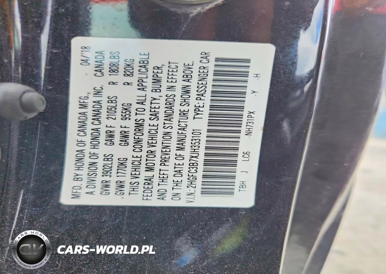 2018 Honda Civic Exl VIN:2HGFC3B7XJH353101 - 12