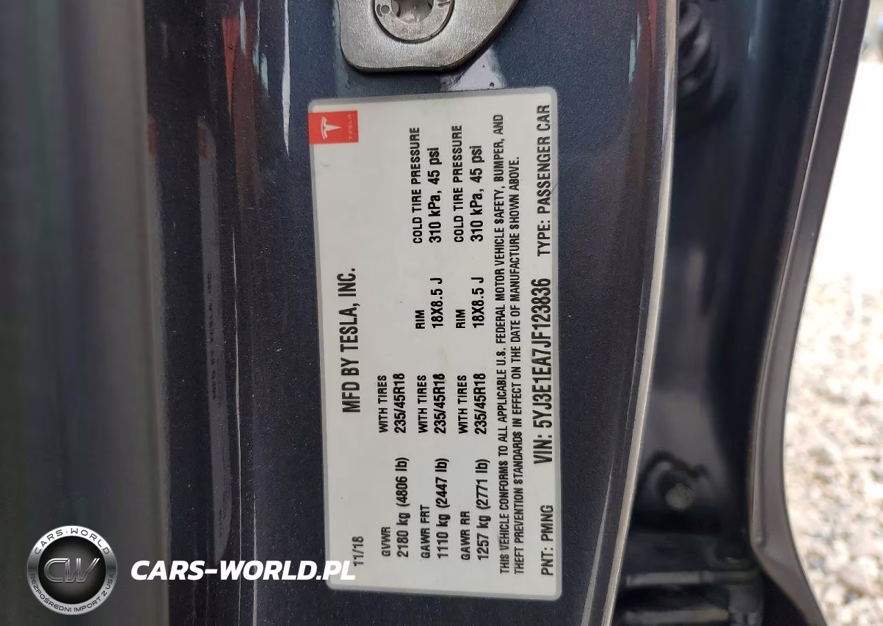 2018 Tesla Model 3 VIN:5YJ3E1EA7JF123836 - 12