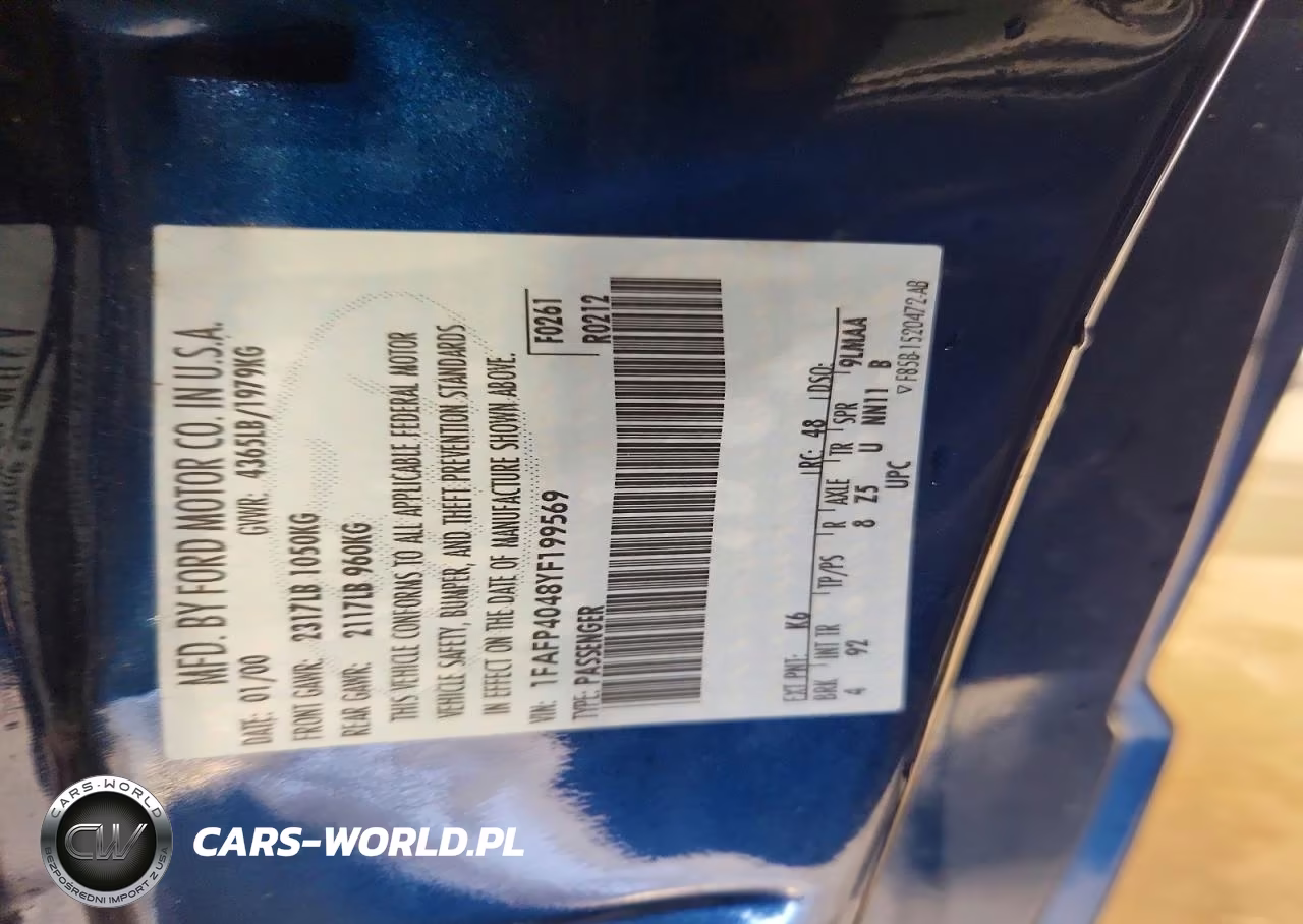 2000 Ford Mustang VIN:1FAFP4048YF199569 - 12