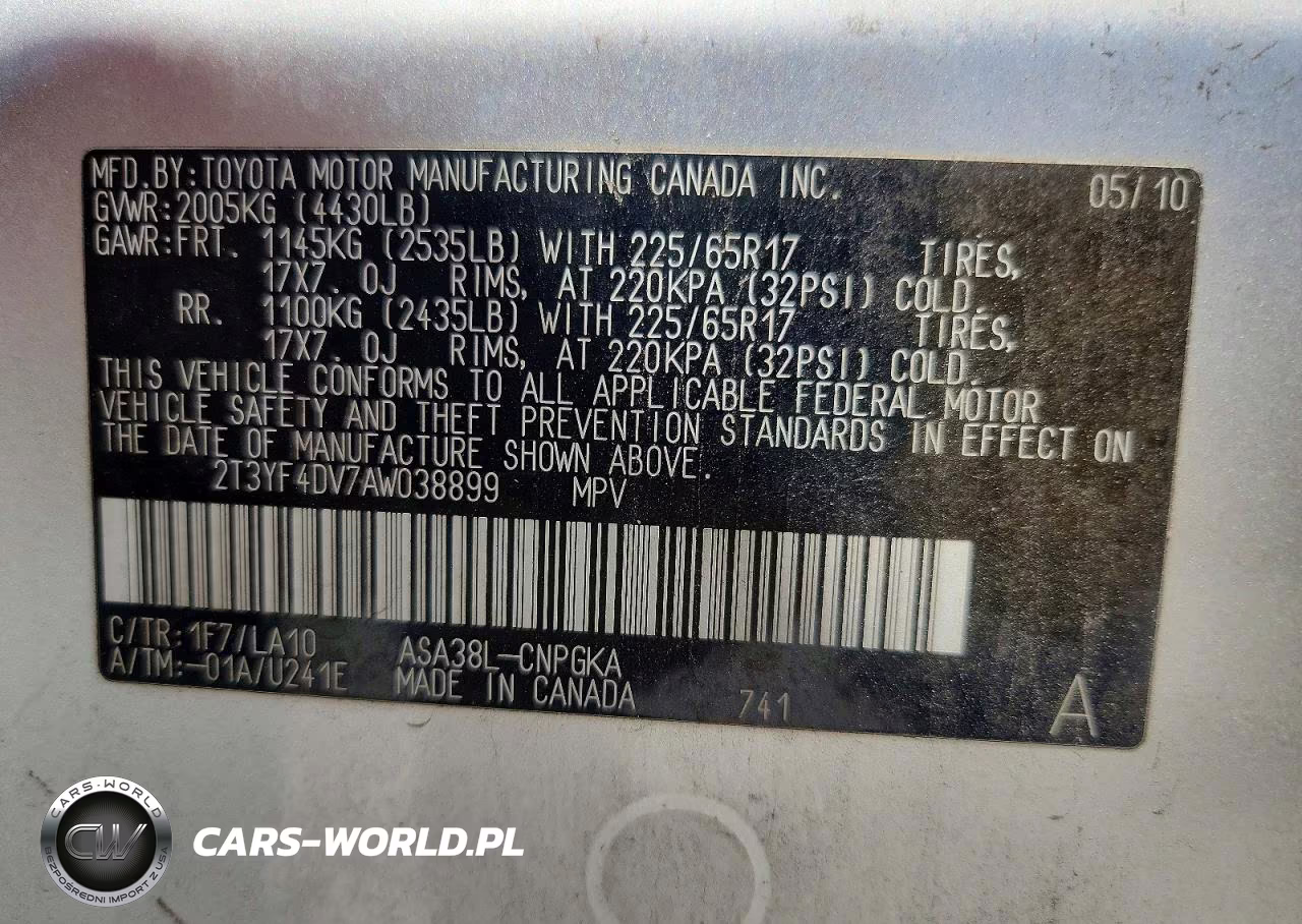 2010 Toyota Rav4 Limited VIN:2T3YF4DV7AW038899 - 13