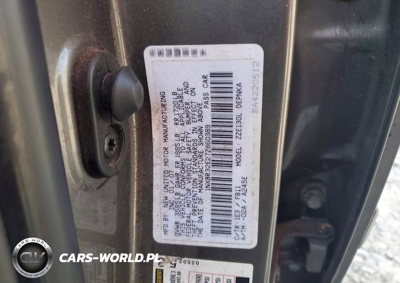 2007 Toyota Corolla Le VIN:1NXBR32E27Z860389 - 12