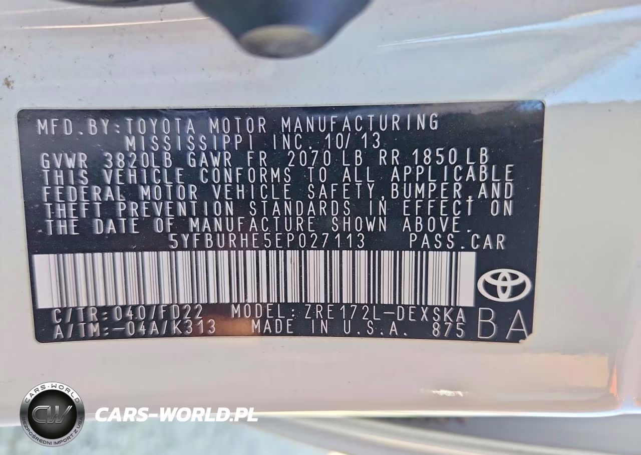 2014 Toyota Corolla S Plus VIN:5YFBURHE5EP027113 - 12