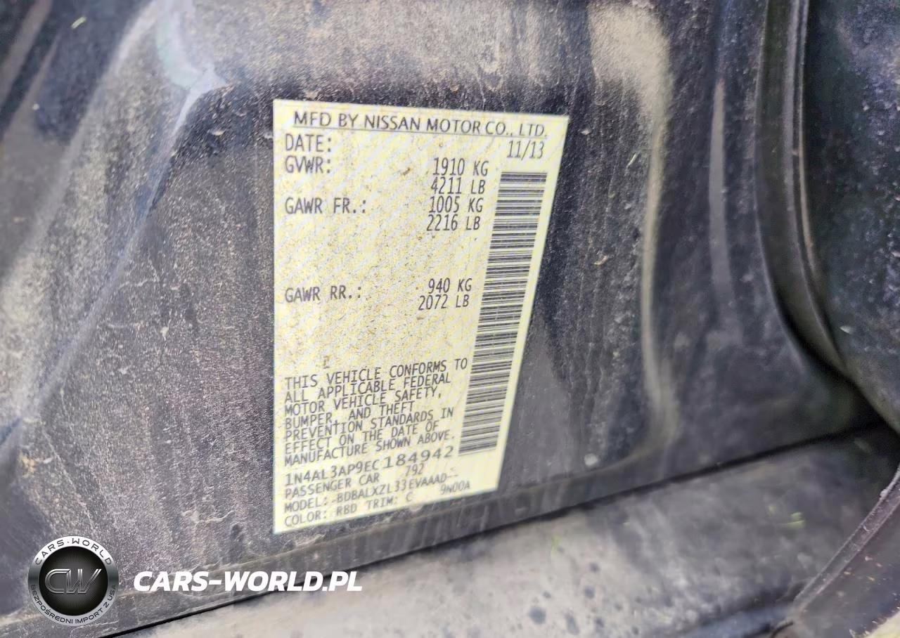 2014 Nissan Altima 2.5 Sl VIN:1N4AL3AP9EC184942 - 12