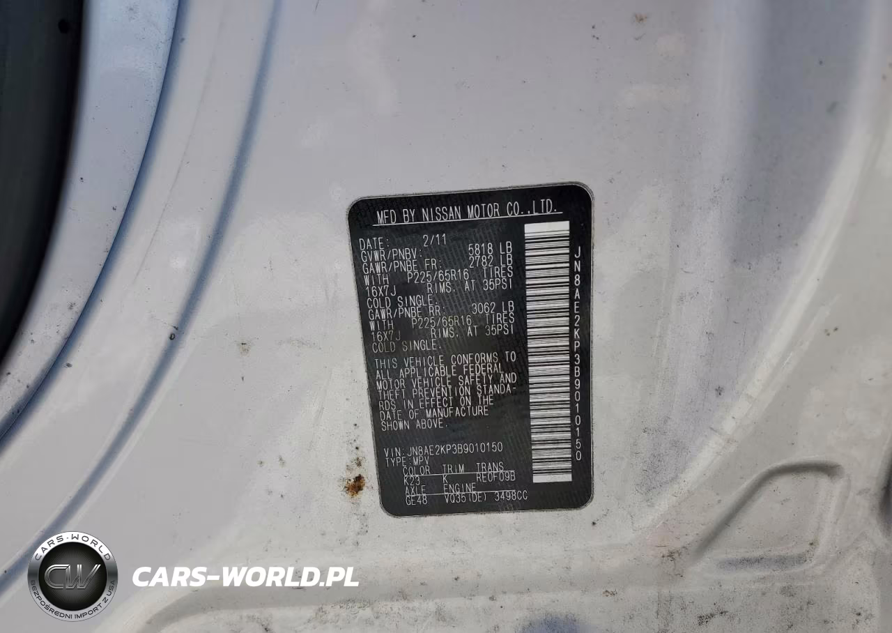 2011 Nissan Quest 3.5 S VIN:JN8AE2KP3B9010150 - 13