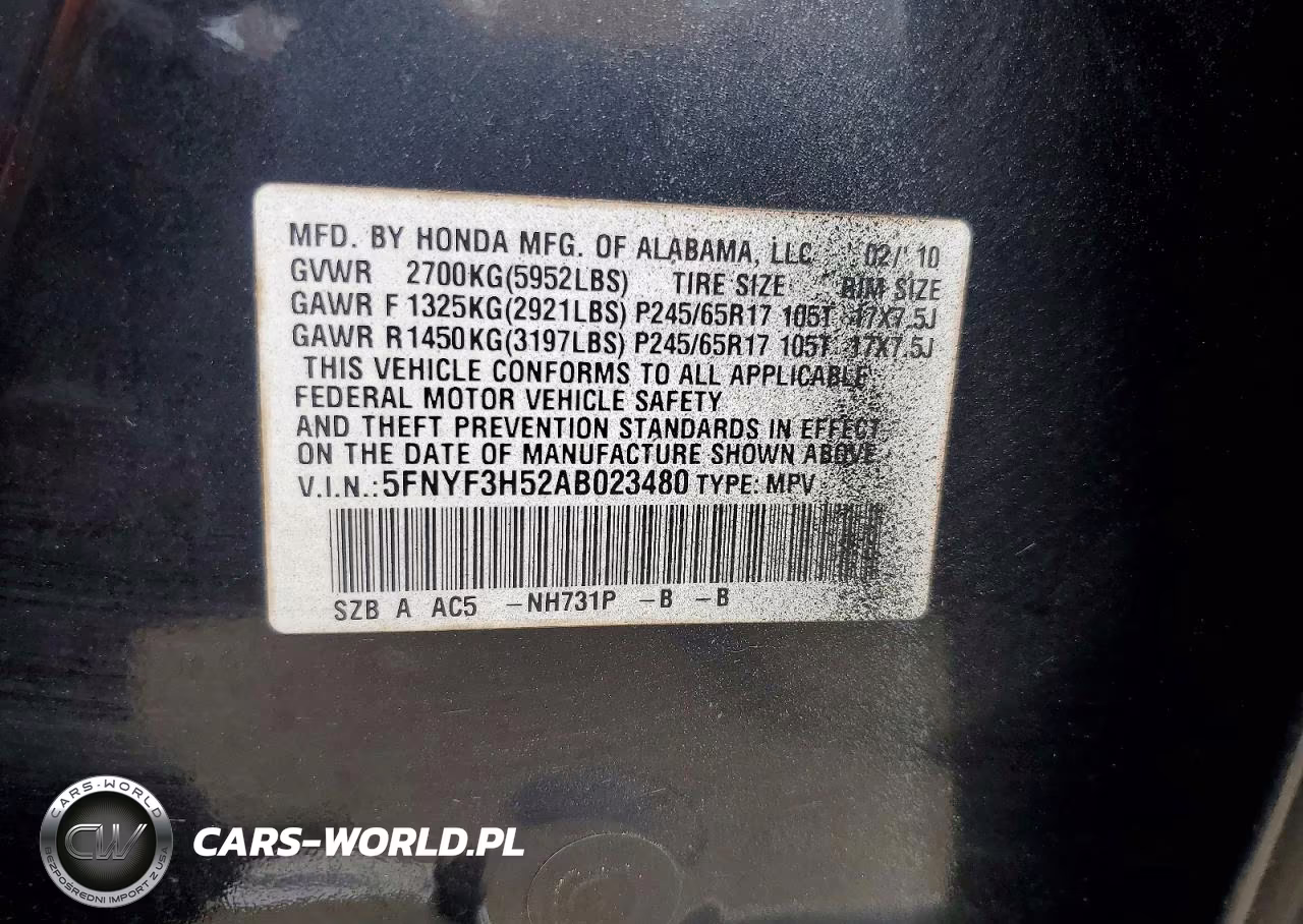 2010 Honda Pilot Exl VIN:5FNYF3H52AB023480 - 13