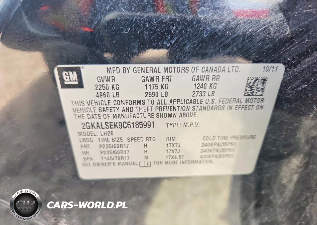 2012 GMC Terrain Sle VIN:2GKALSEK9C6185991 - 12