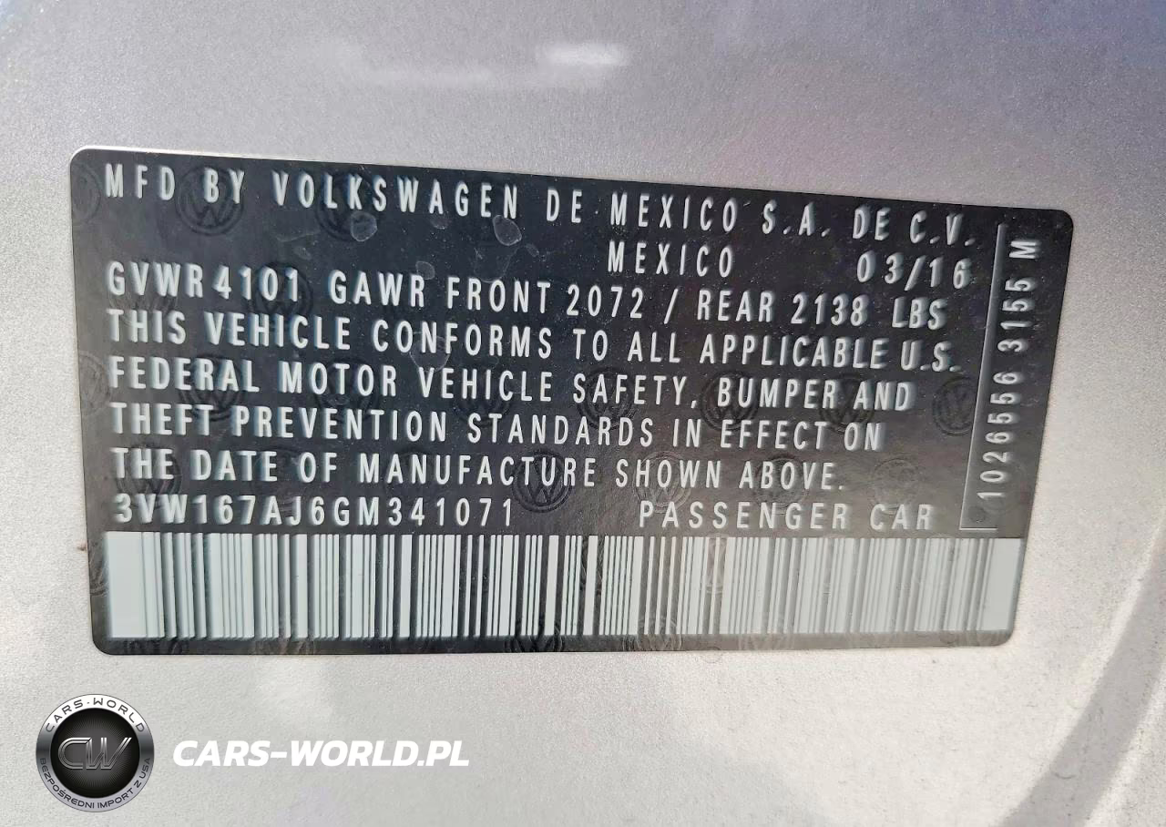 2016 Volkswagen Jetta S VIN:3VW167AJ6GM341071 - 12