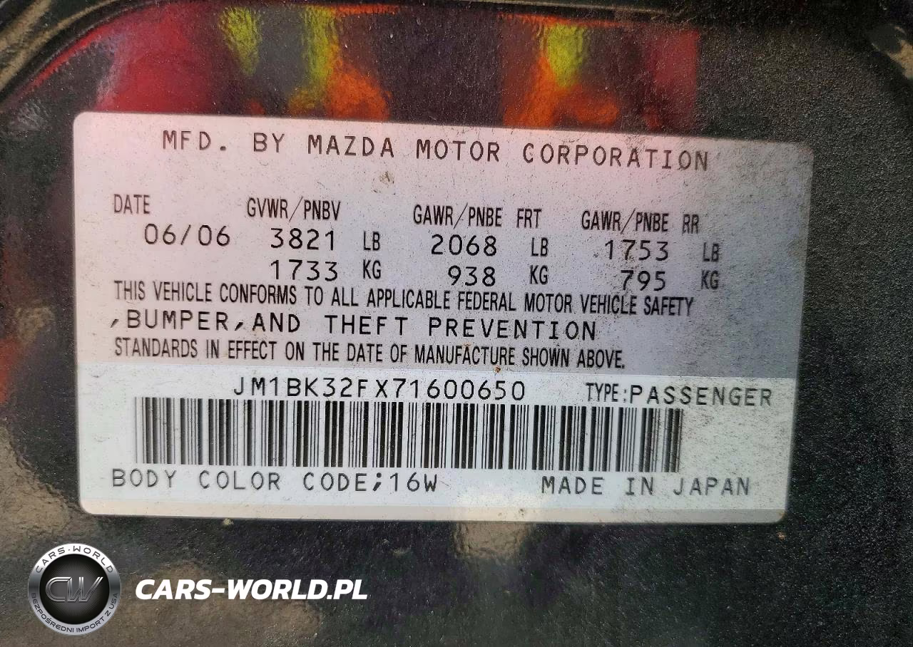 2007 Mazda 3 I VIN:JM1BK32FX71600650 - 12