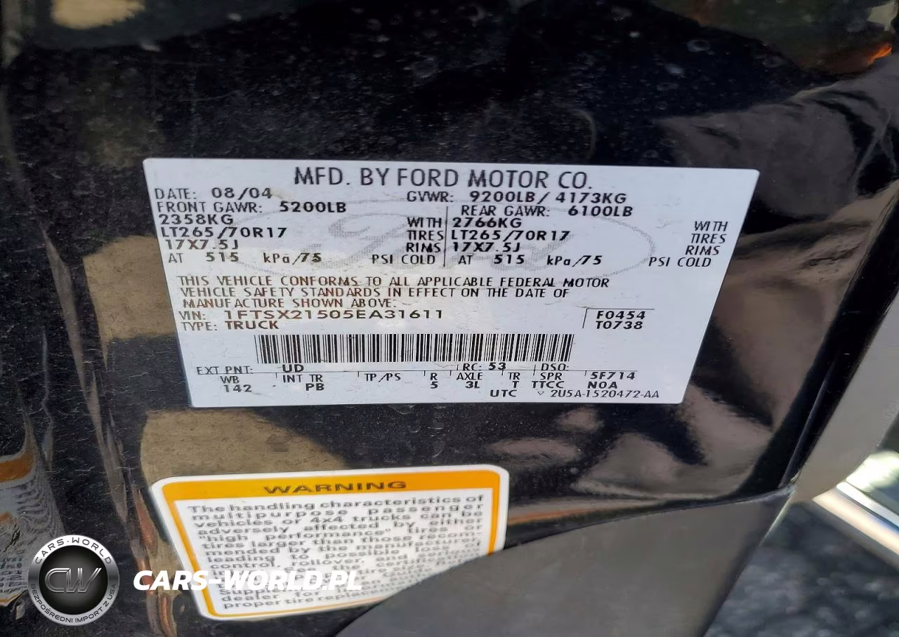 2005 Ford F250 Super Duty VIN:1FTSX21505EA31611 - 12