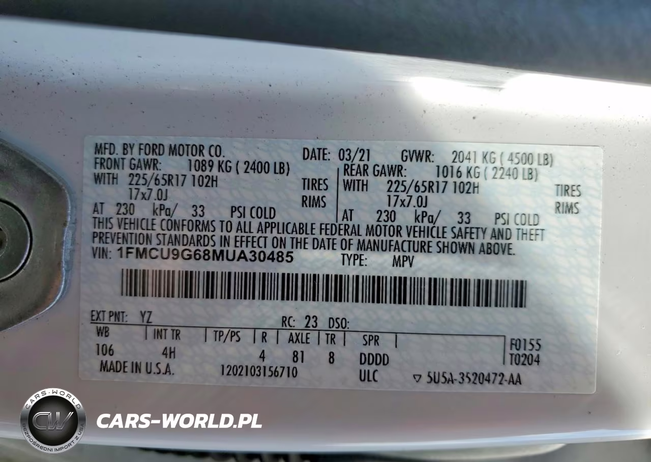 2021 Ford Escape Se VIN:1FMCU9G68MUA30485 - 14