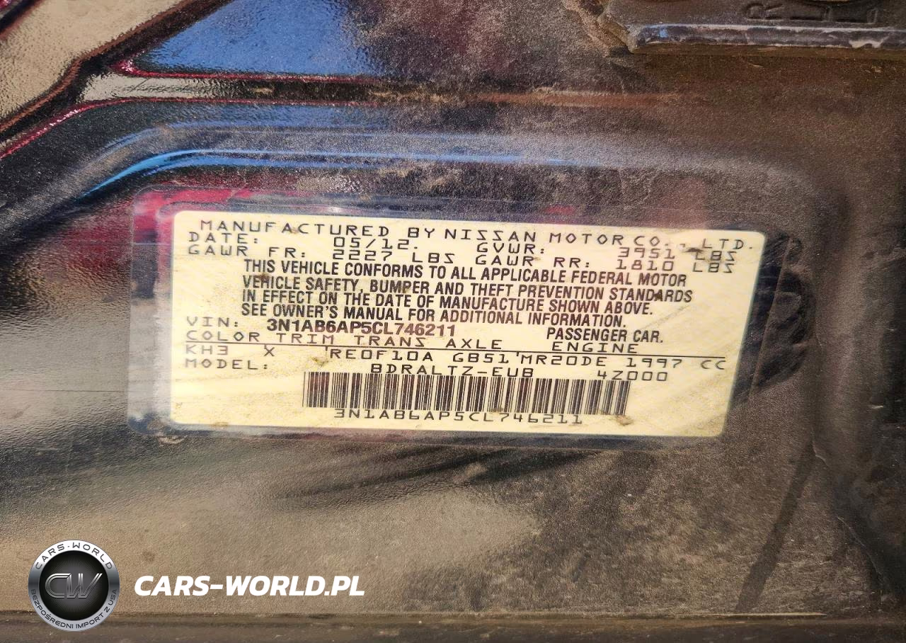 2012 Nissan Sentra 2.0 VIN:3N1AB6AP5CL746211 - 13