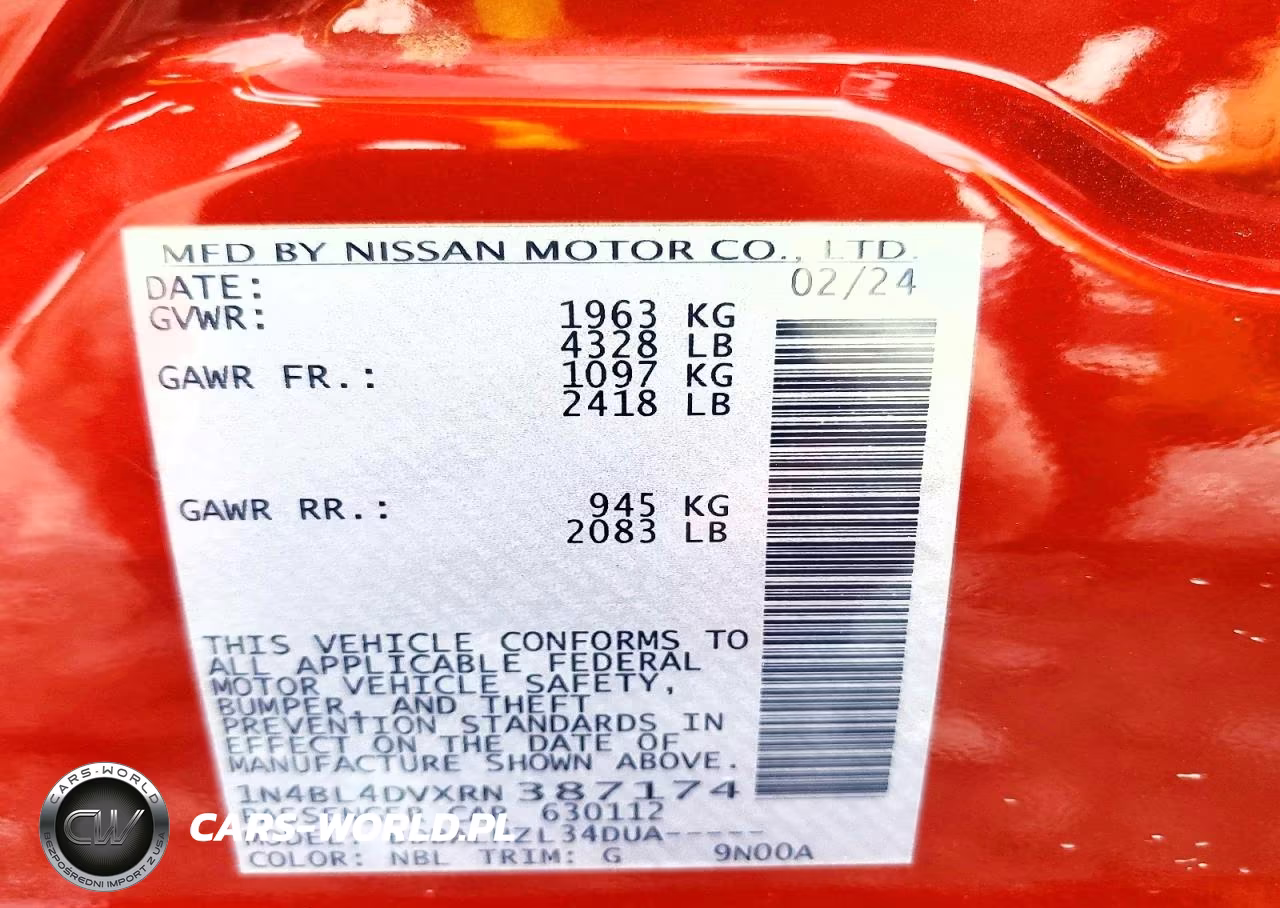2024 Nissan Altima Sv VIN:1N4BL4DVXRN387174 - 12