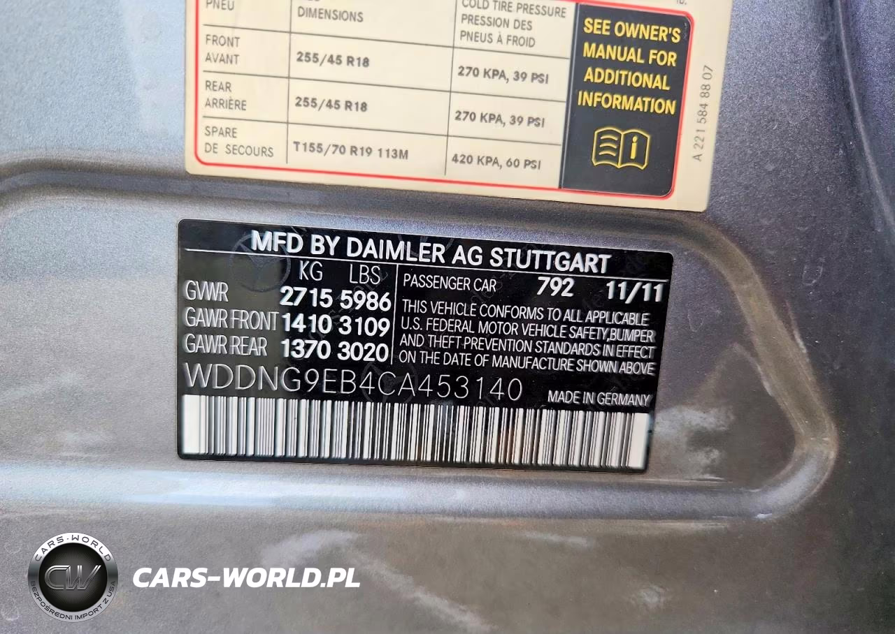 2012 Mercedes-Benz S 550 4Matic VIN:WDDNG9EB4CA453140 - 12