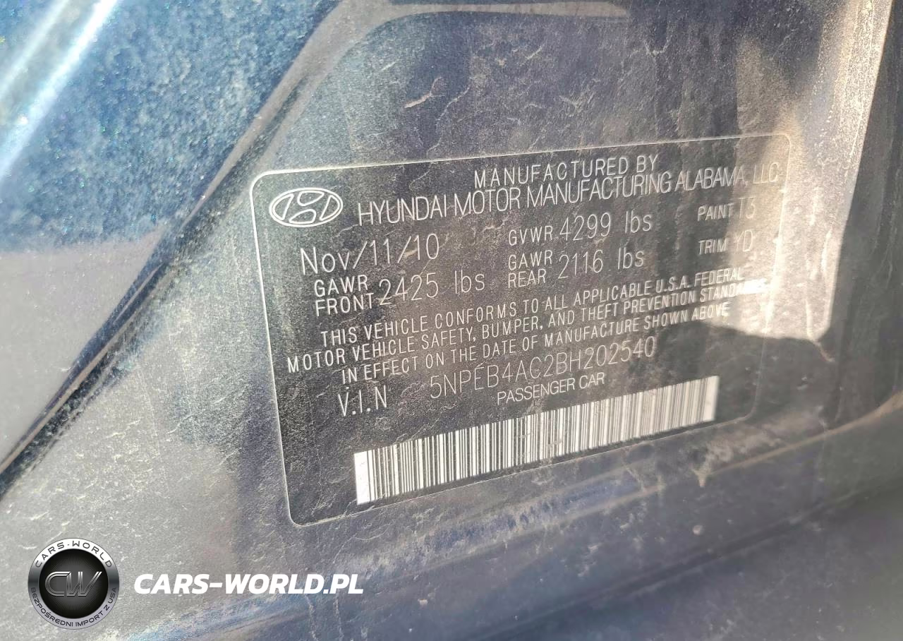2011 Hyundai Sonata Gls VIN:5NPEB4AC2BH202540 - 12