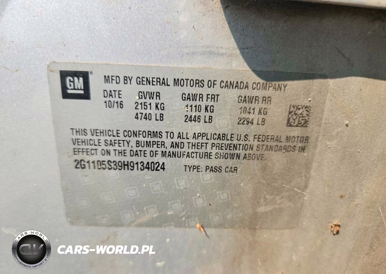 2017 Chevrolet Impala Lt VIN:2G1105S39H9134024 - 12