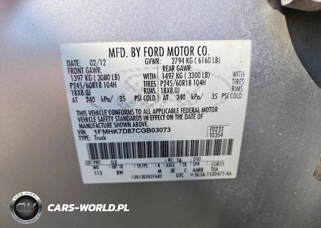 2012 Ford Explorer Xlt VIN:1FMHK7D87CGB03073 - 13