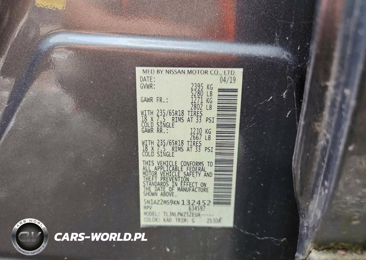 2019 Nissan Murano S VIN:5N1AZ2MS9KN132452 - 13