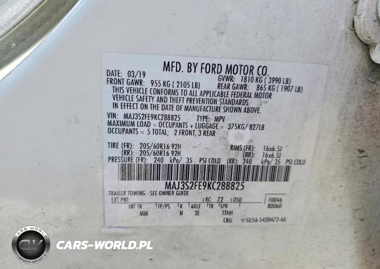 2019 Ford Ecosport S VIN:MAJ3S2FE9KC288825 - 13