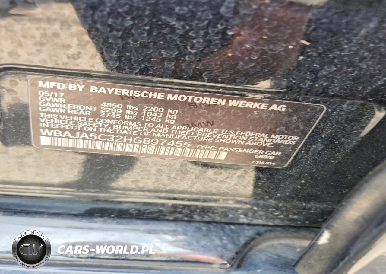 2017 BMW 530 I VIN:WBAJA5C32HG897455 - 12