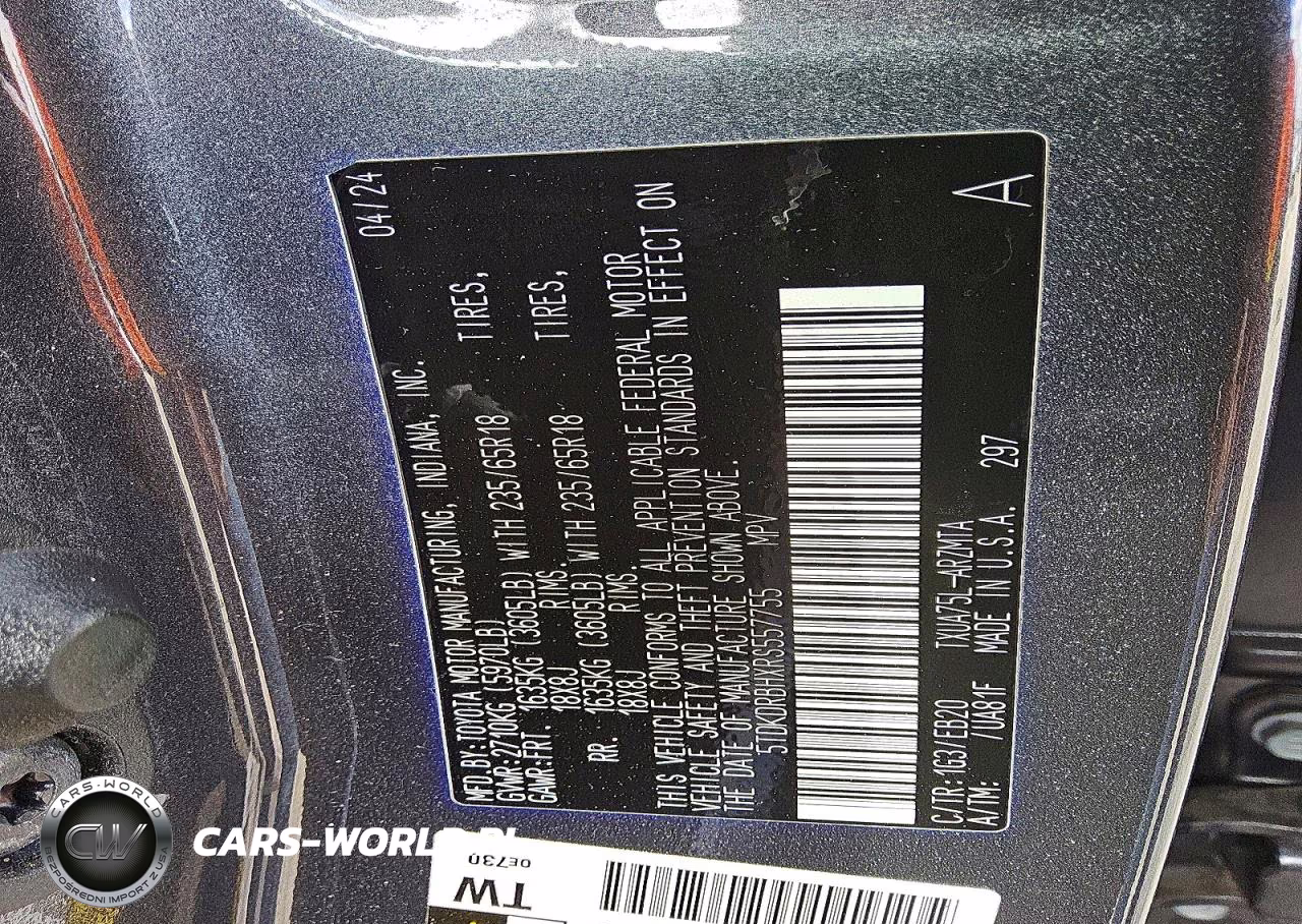 2024 Toyota Highlander Xle VIN:5TDKDRBHXRS557755 - 14
