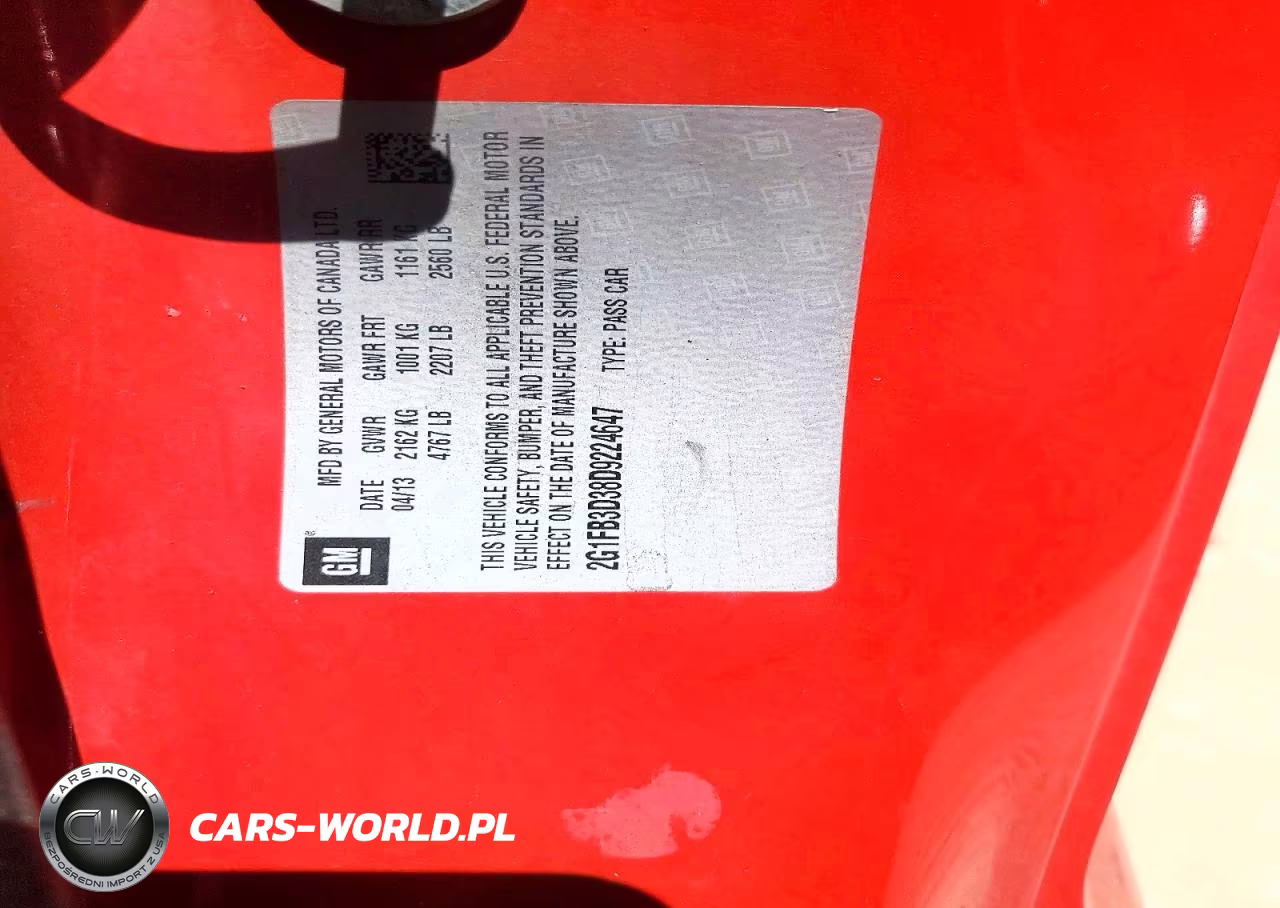 2013 Chevrolet Camaro Lt VIN:2G1FB3D38D9224647 - 12