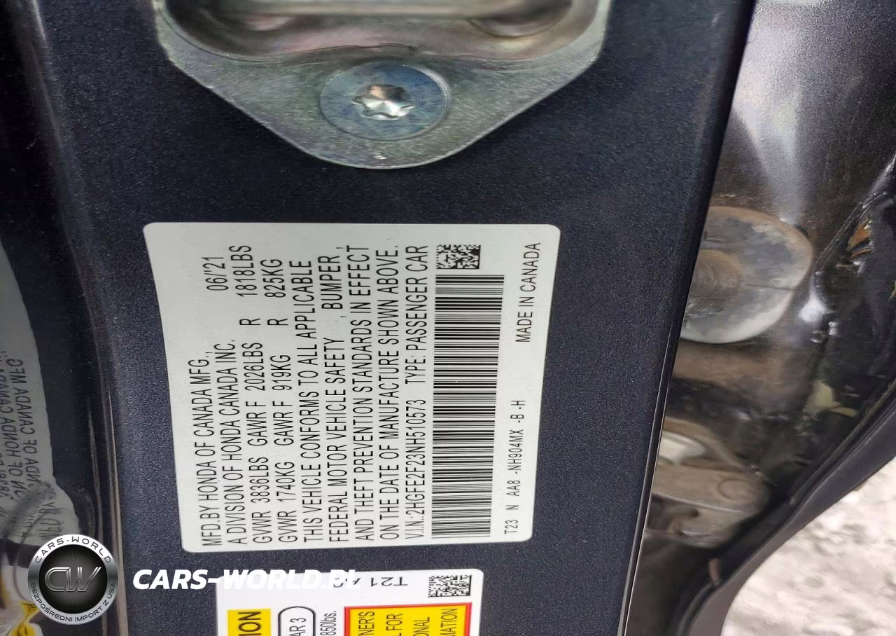 2022 Honda Civic Lx VIN:2HGFE2F23NH510573 - 12