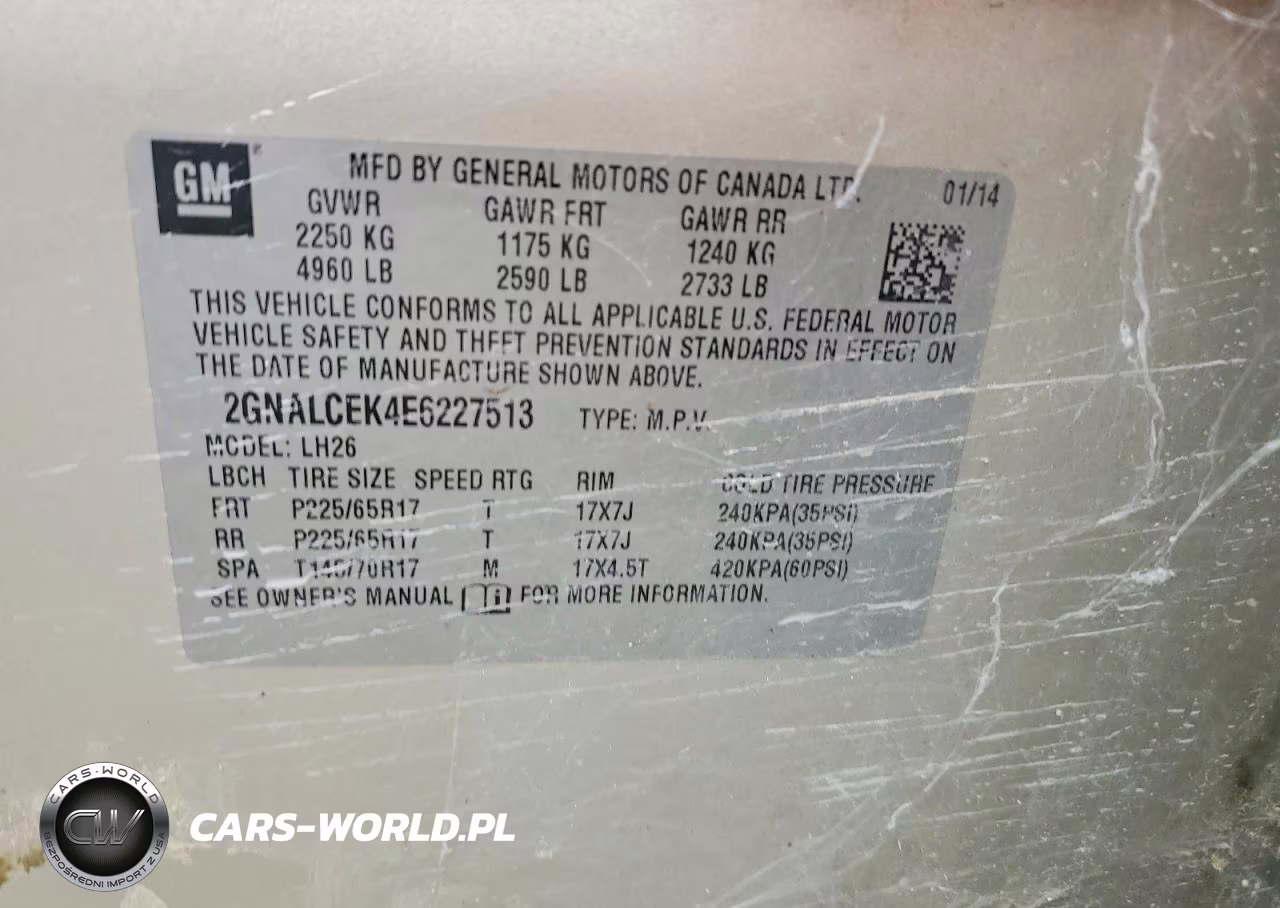 2014 Chevrolet Equinox Lt VIN:2GNALCEK4E6227513 - 13