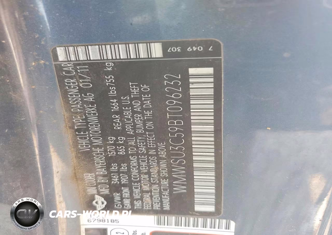 2011 Mini Cooper VIN:WMWSU3C59BT096232 - 13