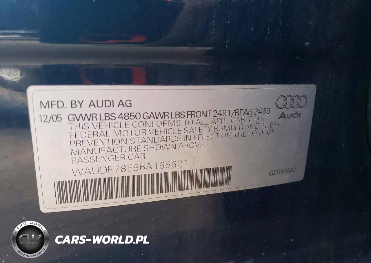 2006 Audi A4 2.0T Quattro VIN:WAUDF78E96A165621 - 12