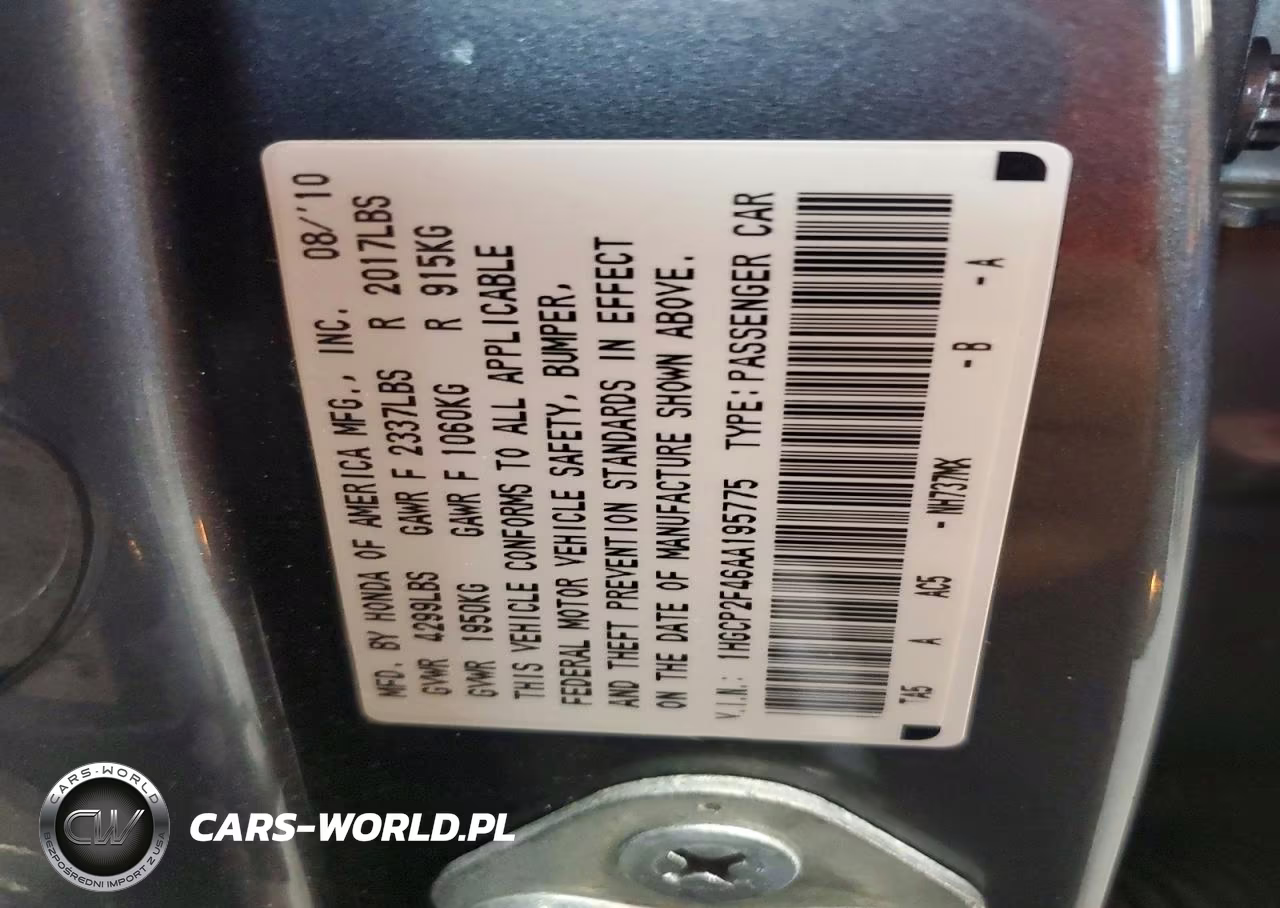 2010 Honda Accord Lxp VIN:1HGCP2F46AA195775 - 12