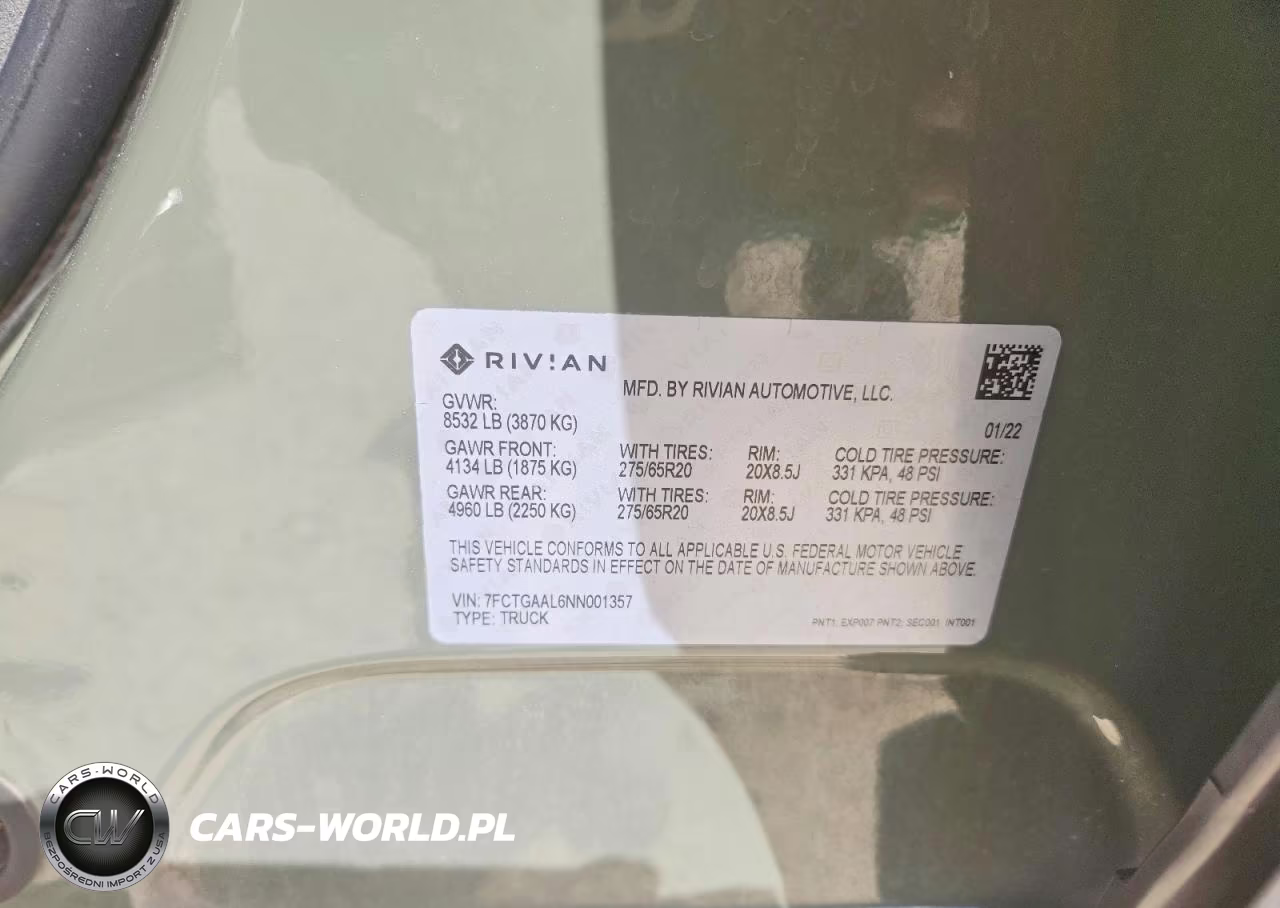 2022 Rivian R1T Launch Edition VIN:7FCTGAAL6NN001357 - 12