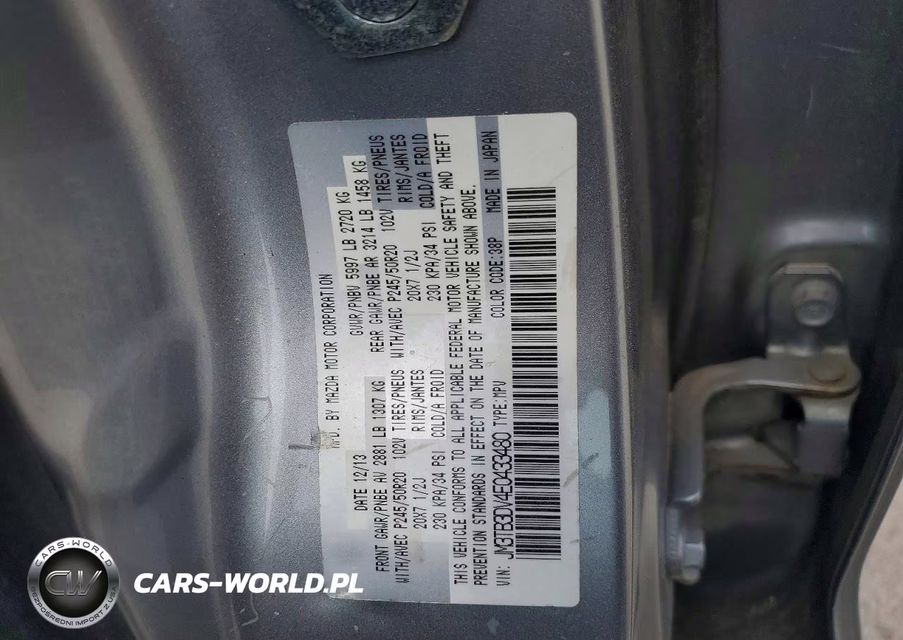2014 Mazda Cx-9 Grand Touring VIN:JM3TB3DV4E0433480 - 13